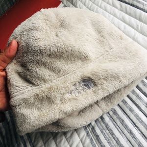 The North Face fuzzy beanie